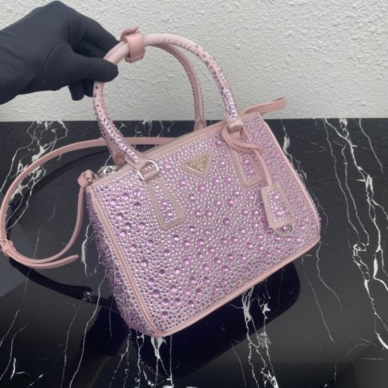 P780 top original 2023 new full star killer bag 1BA896 this mini satin handbags covered with different sizes of sparkling imported crystals to create outlined simple and exquisite lines of the bag body adorned with satin triangular lettering logo brand fe