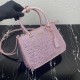 P780 top original 2023 new full star killer bag 1BA896 this mini satin handbags covered with different sizes of sparkling imported crystals to create outlined simple and exquisite lines of the bag body adorned with satin triangular lettering logo brand fe