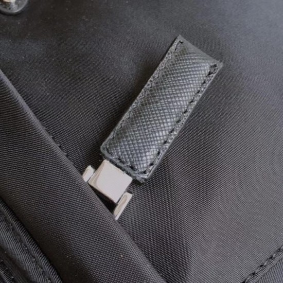 P160 exclusive first 2NH007 new cloth handbag made of imported nylon Saffiano leather material removable Saffiano leather wristlet zipper outer pocket triangle enamel logo top zipper closure inside logo plaque two inside pockets one with zipper compartmen