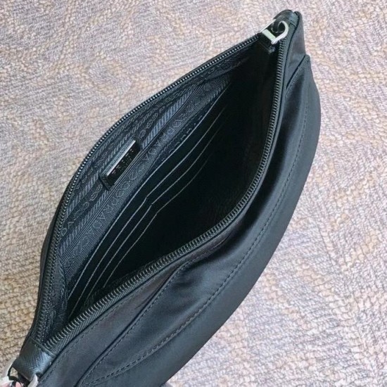 P160 exclusive first 2NH007 new cloth handbag made of imported nylon Saffiano leather material removable Saffiano leather wristlet zipper outer pocket triangle enamel logo top zipper closure inside logo plaque two inside pockets one with zipper compartmen