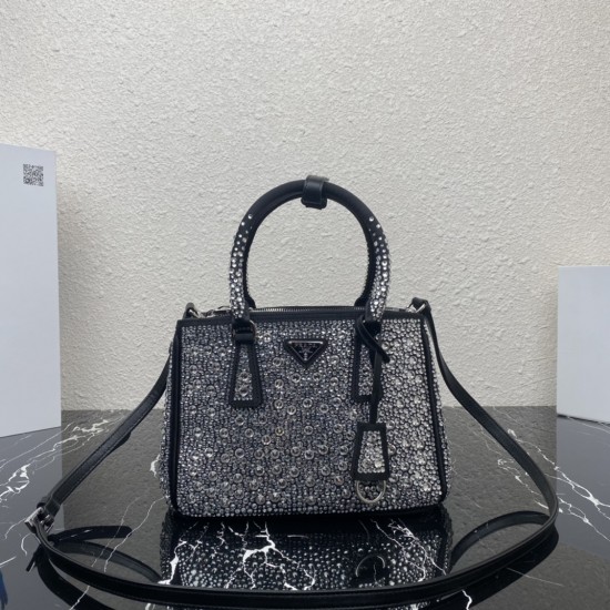 P730 top original 2023 new full star killer bag 1BA896 this mini satin handbags covered with different sizes of sparkling imported crystals to create outlined simple and exquisite lines of the body of the bag decorated with satin triangular lettering logo