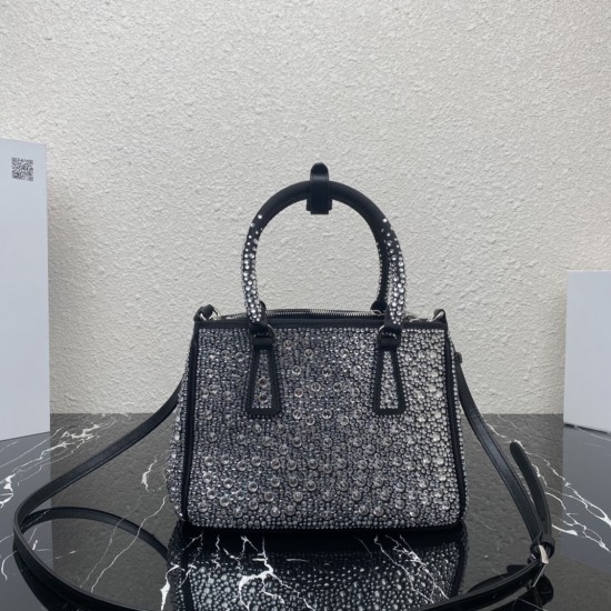 P730 top original 2023 new full star killer bag 1BA896 this mini satin handbags covered with different sizes of sparkling imported crystals to create outlined simple and exquisite lines of the body of the bag decorated with satin triangular lettering logo