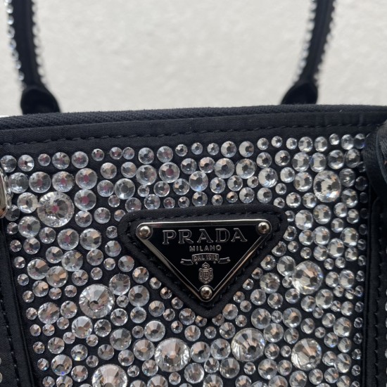 P730 top original 2023 new full star killer bag 1BA896 this mini satin handbags covered with different sizes of sparkling imported crystals to create outlined simple and exquisite lines of the body of the bag decorated with satin triangular lettering logo