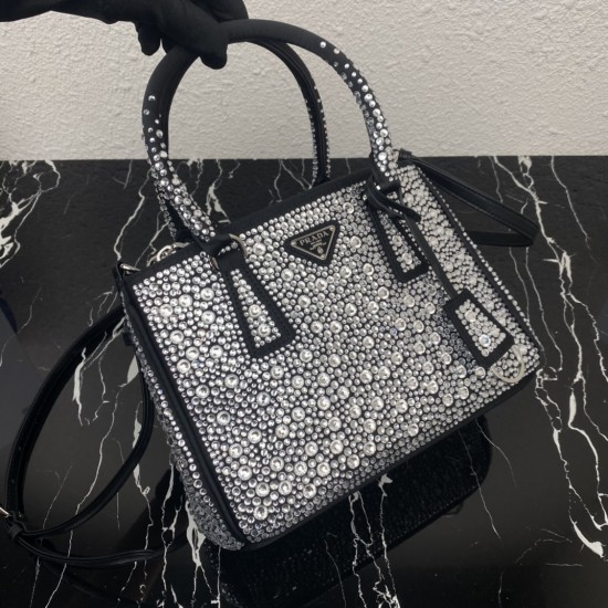P730 top original 2023 new full star killer bag 1BA896 this mini satin handbags covered with different sizes of sparkling imported crystals to create outlined simple and exquisite lines of the body of the bag decorated with satin triangular lettering logo