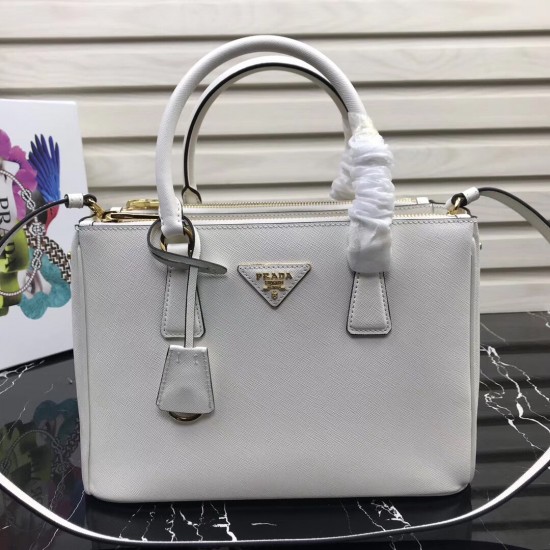 P680 P's Small Super Pop Killer Bag Original Quality Saffiano Leather Leather Double Carry Handle Removable Adjustable Leather Shoulder Strap Gold-Plated Fittings Metal Engraved Logo on Triangle Leather Side Snap Button Closure Two Zippered Exterior Pocke