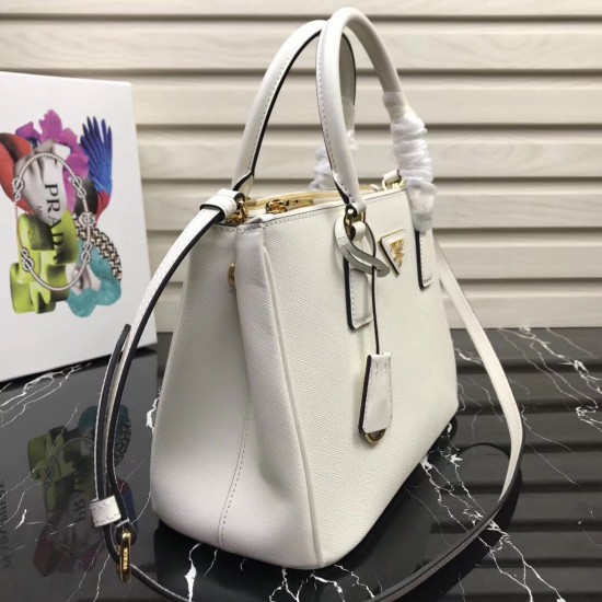 P680 P's Small Super Pop Killer Bag Original Quality Saffiano Leather Leather Double Carry Handle Removable Adjustable Leather Shoulder Strap Gold-Plated Fittings Metal Engraved Logo on Triangle Leather Side Snap Button Closure Two Zippered Exterior Pocke