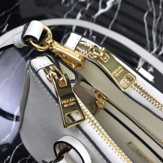 P680 P's Small Super Pop Killer Bag Original Quality Saffiano Leather Leather Double Carry Handle Removable Adjustable Leather Shoulder Strap Gold-Plated Fittings Metal Engraved Logo on Triangle Leather Side Snap Button Closure Two Zippered Exterior Pocke