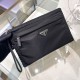 P160 new first new 2NH007 nylon clutch envelope bag imported Saffiano cross grain cowhide waterproof parachute nylon classic triangle label built-in card slot capacity super large with full leather wristlet men and women can be used in unisex handbags fas