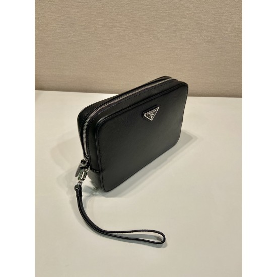 p260 new handbag 2VF017 men's handbag imported Saffiano leather men's handbag decorated with the classic triangle logo back strap and removable side straps can be used to meet the needs of the men's handbag is a wonderful collision of classic and trendy d