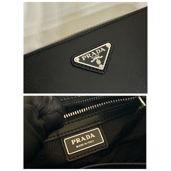 p260 new handbag 2VF017 men's handbag imported Saffiano leather men's handbag decorated with the classic triangle logo back strap and removable side straps can be used to meet the needs of the men's handbag is a wonderful collision of classic and trendy d