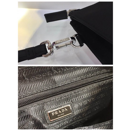 P180 Classic Clutch 2NE789 Triangle Mark made of imported nylon material cowhide removable leather wrist strap polished steel metal accessories 165 OEM code lightweight and fashionable L24xH17 bottom 65cm