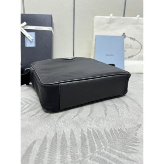 F410 with counter counterpart full package exclusive customized classic crossbody 2VH002 messenger bag nylon and Saffiano leather trim adjustable nylon shoulder strap polished steel hardware and black titanium zipper compartments extra zipper compartment 