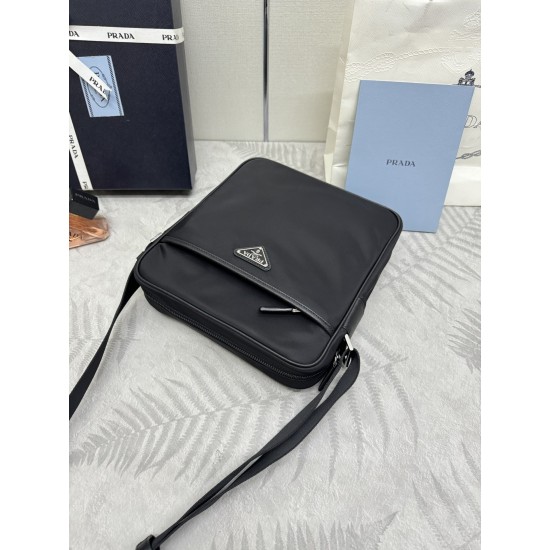 F410 with counter counterpart full package exclusive customized classic crossbody 2VH002 messenger bag nylon and Saffiano leather trim adjustable nylon shoulder strap polished steel hardware and black titanium zipper compartments extra zipper compartment 