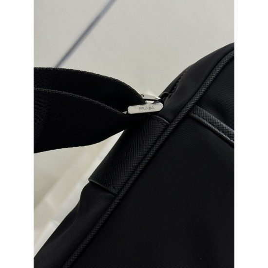 F410 with counter counterpart full package exclusive customized classic crossbody 2VH002 messenger bag nylon and Saffiano leather trim adjustable nylon shoulder strap polished steel hardware and black titanium zipper compartments extra zipper compartment 