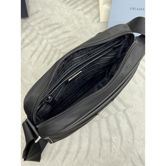 F410 with counter counterpart full package exclusive customized classic crossbody 2VH002 messenger bag nylon and Saffiano leather trim adjustable nylon shoulder strap polished steel hardware and black titanium zipper compartments extra zipper compartment 