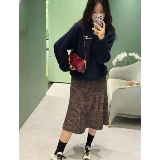 1BC221 Burgundy Waxed Leather Chain Crossbody Bag