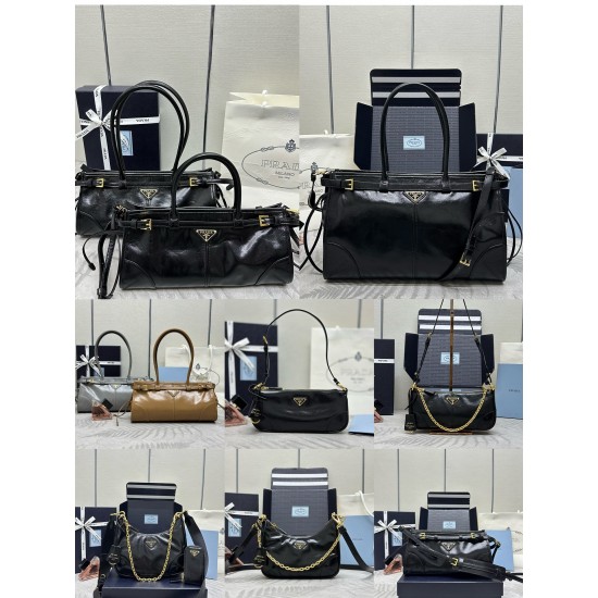 Fire models oil waxed leather series style collection 1BA426 small long handle short handle 1BA433 medium 1BC201 armpit bag 1BC221 crossbody chain bag 1BH204 three in one wide shoulder strap 1BH204 three in one cowhide thin shoulder strap 1BH215 no handle