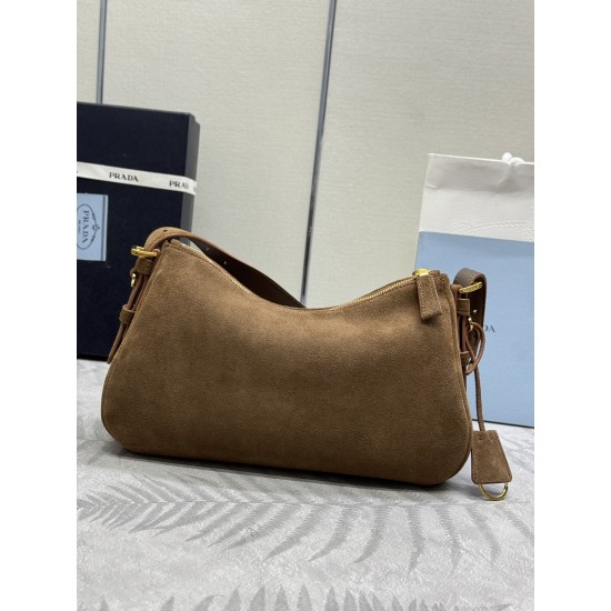 F650 with counter to the version of the full set of packaging exclusive customized new suede Aimee underarm bag 1BC229 small suede this leather Hobo underarm bag design temperament simple imported suede brushed leather front metal triangular enamel logo w