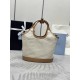 F520 with counter counter version of the full set of packaging exclusive customized new shopping bag 1BE074 small tote This tote bag is made of linen blend fabrics to create a stylish sense of volume and exquisite geometric shape to show its structured de