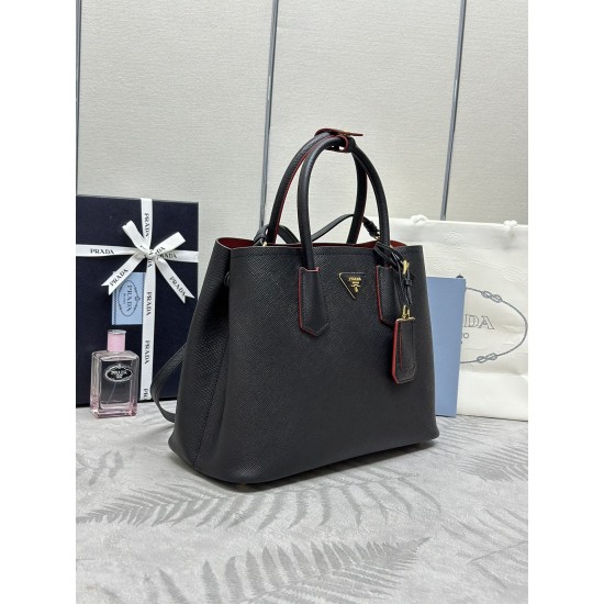 F830 classic models Tote red lining 1BG775 black large 33cm arrival color color fully upgraded using imported coarse cross grain cow with the impact of the color calfskin top brushed hardware color matching handles never out of fashion shopping bag naught